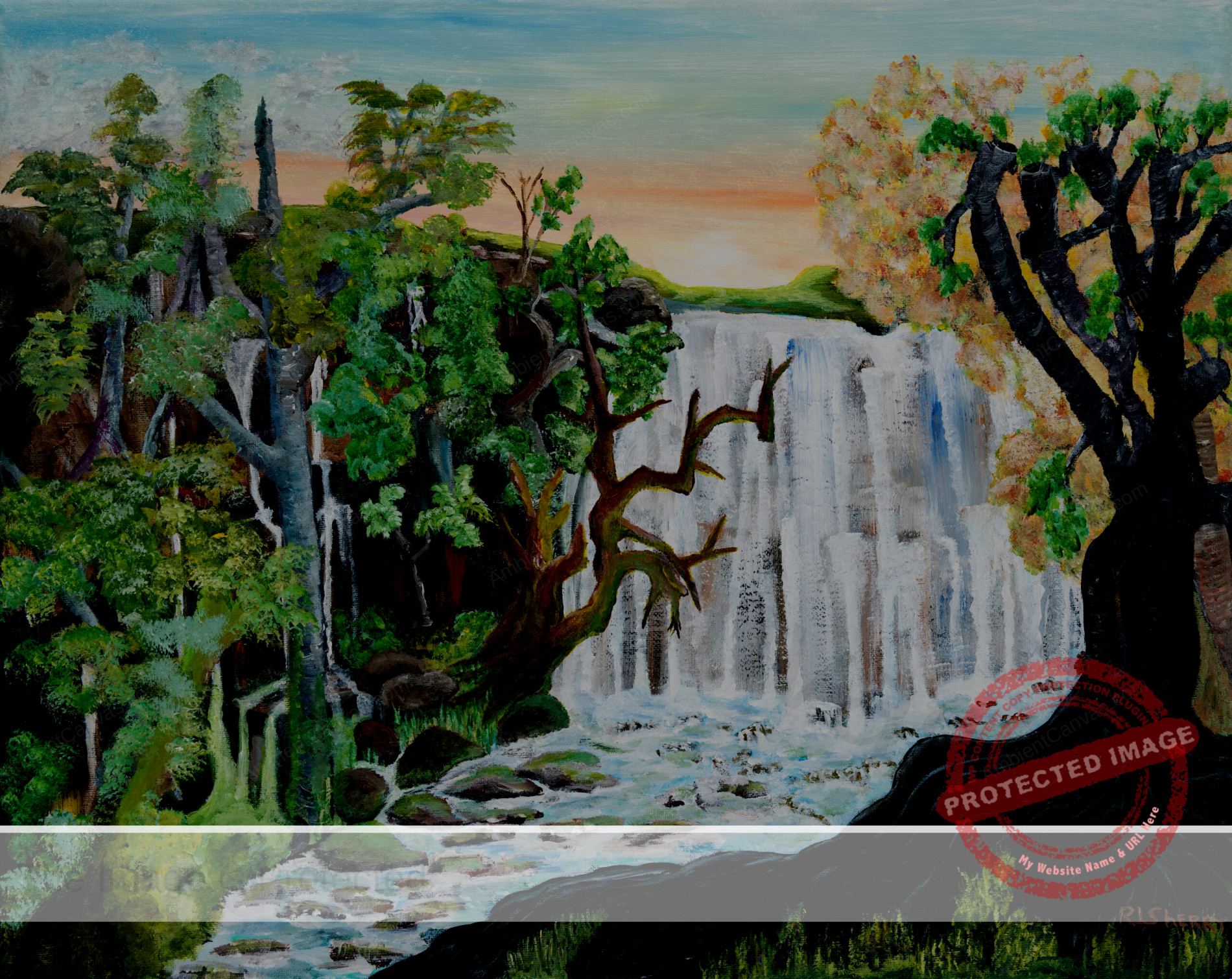 #Montana Grand Waterfall | 16x20 | Oil on Canvas | Ambient Canvas