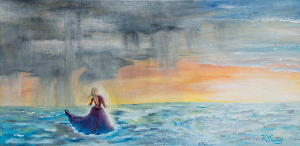 #Standing In The Grief-7149 -10 x 20 oil on acrylic on cnvas -dark -RLSherry _ jpeg | Ambient Canvas